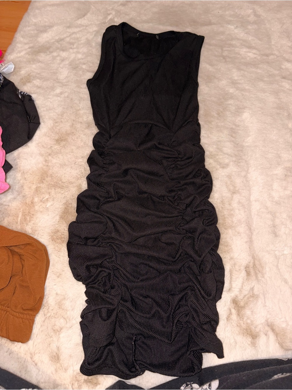 Black Ruched Sleeveless Bodycon Dress